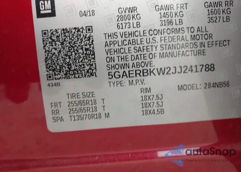 2018 Buick Enclave Essence z USA, uszkodzony, nr VIN 5GAERBKW2JJ241788